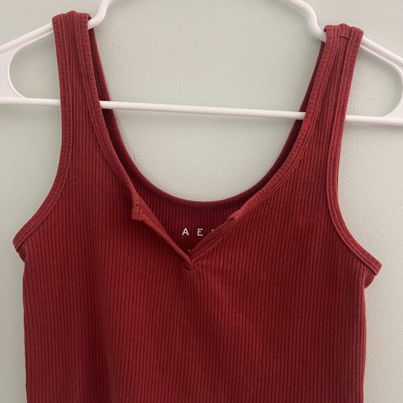 Aeropostale Ribbed Red Tank Top With V Neck - Picture 6 of 10